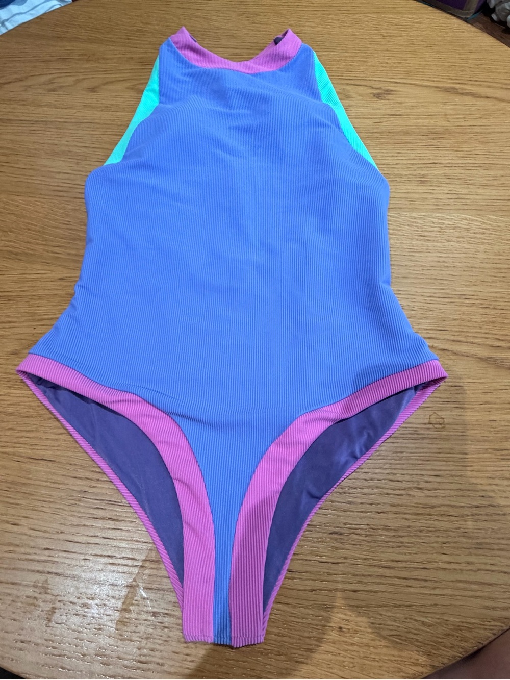 Beach Riot Girls Purple One-Piece Swimsuit with Pink and Mint Accents